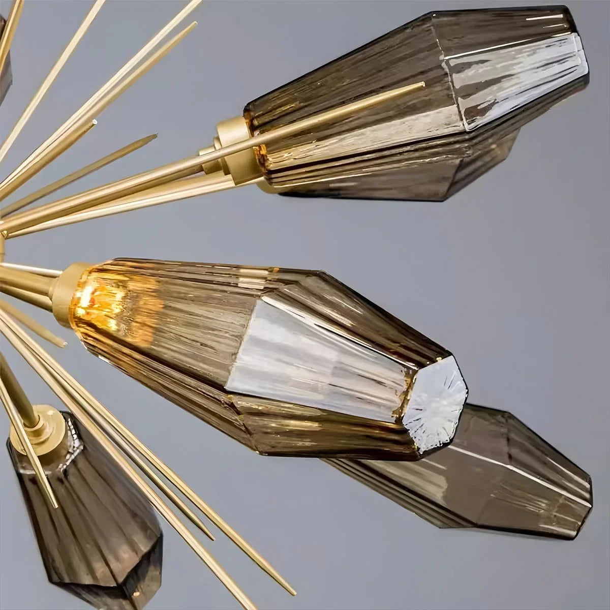 Feyran Kristal Rock Glass Chandelier for Dining Room