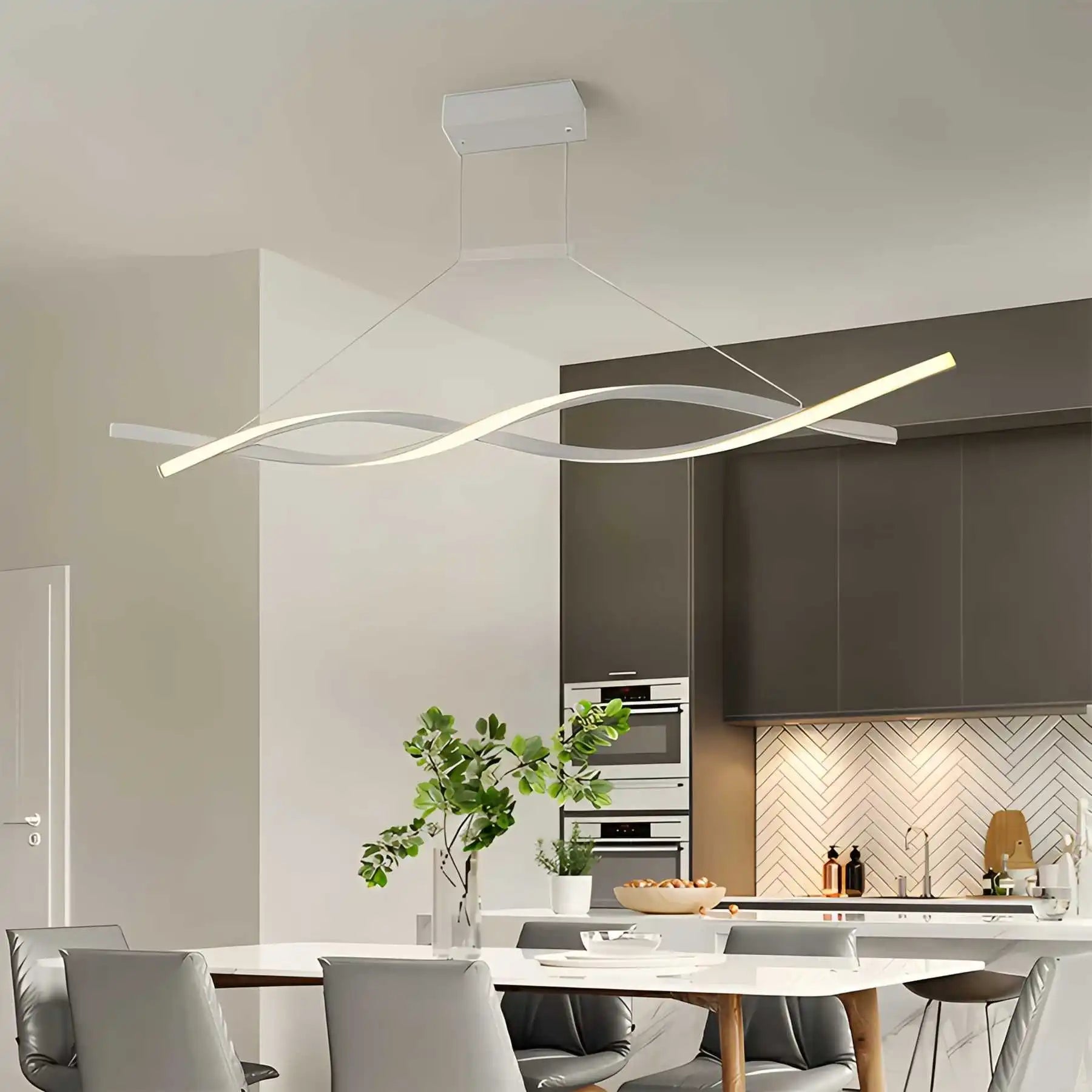 Feyran LED Linear Wave Chandelier for Dining Room