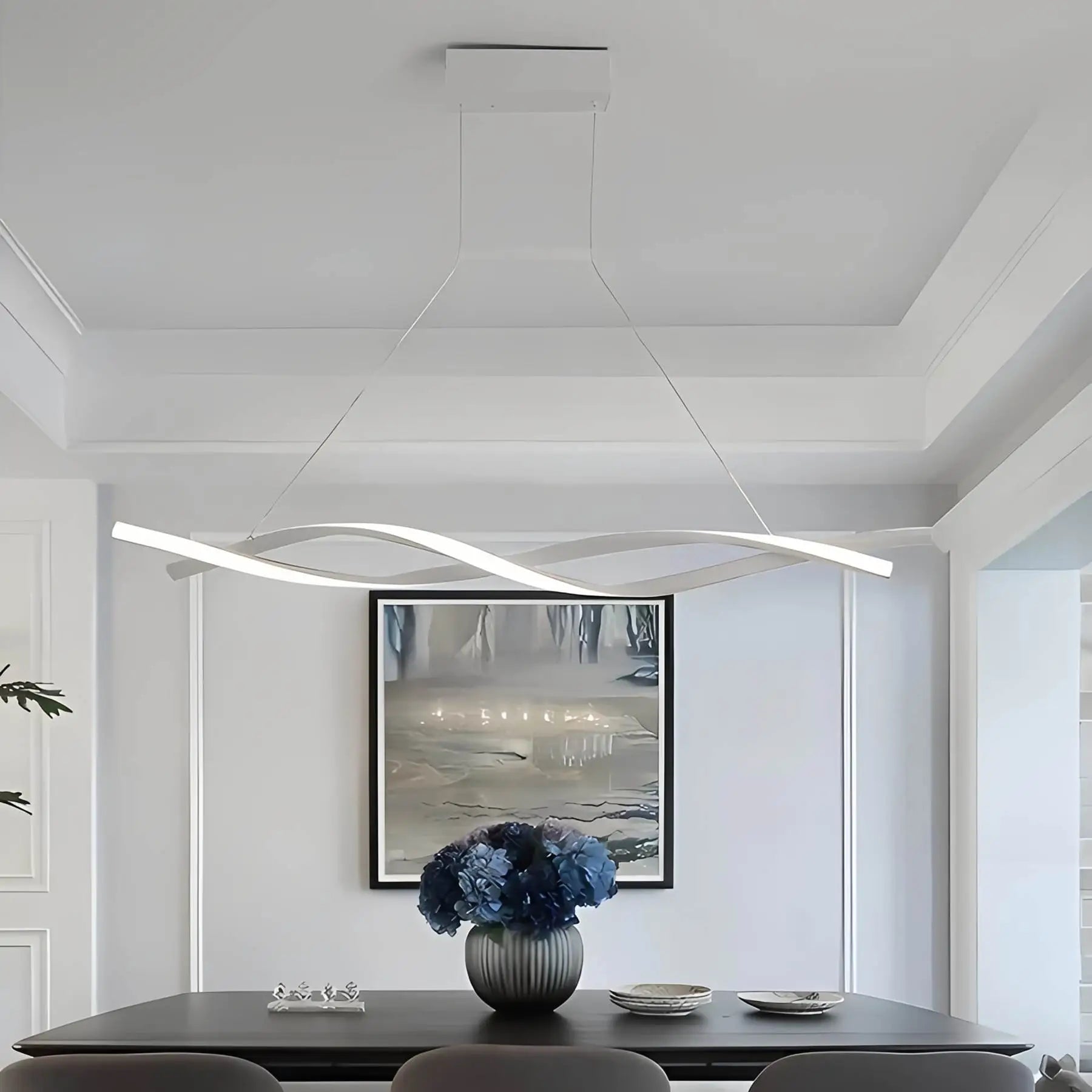 Feyran LED Linear Wave Chandelier for Dining Room