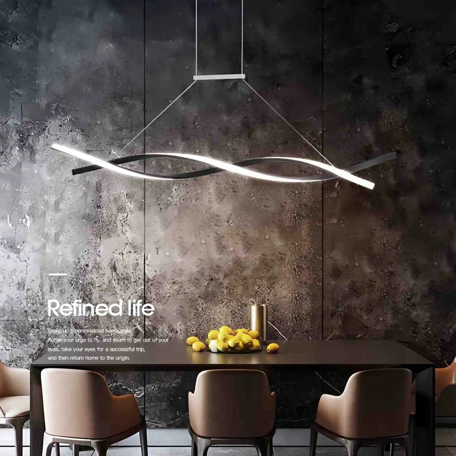 Feyran LED Linear Wave Chandelier for Dining Room