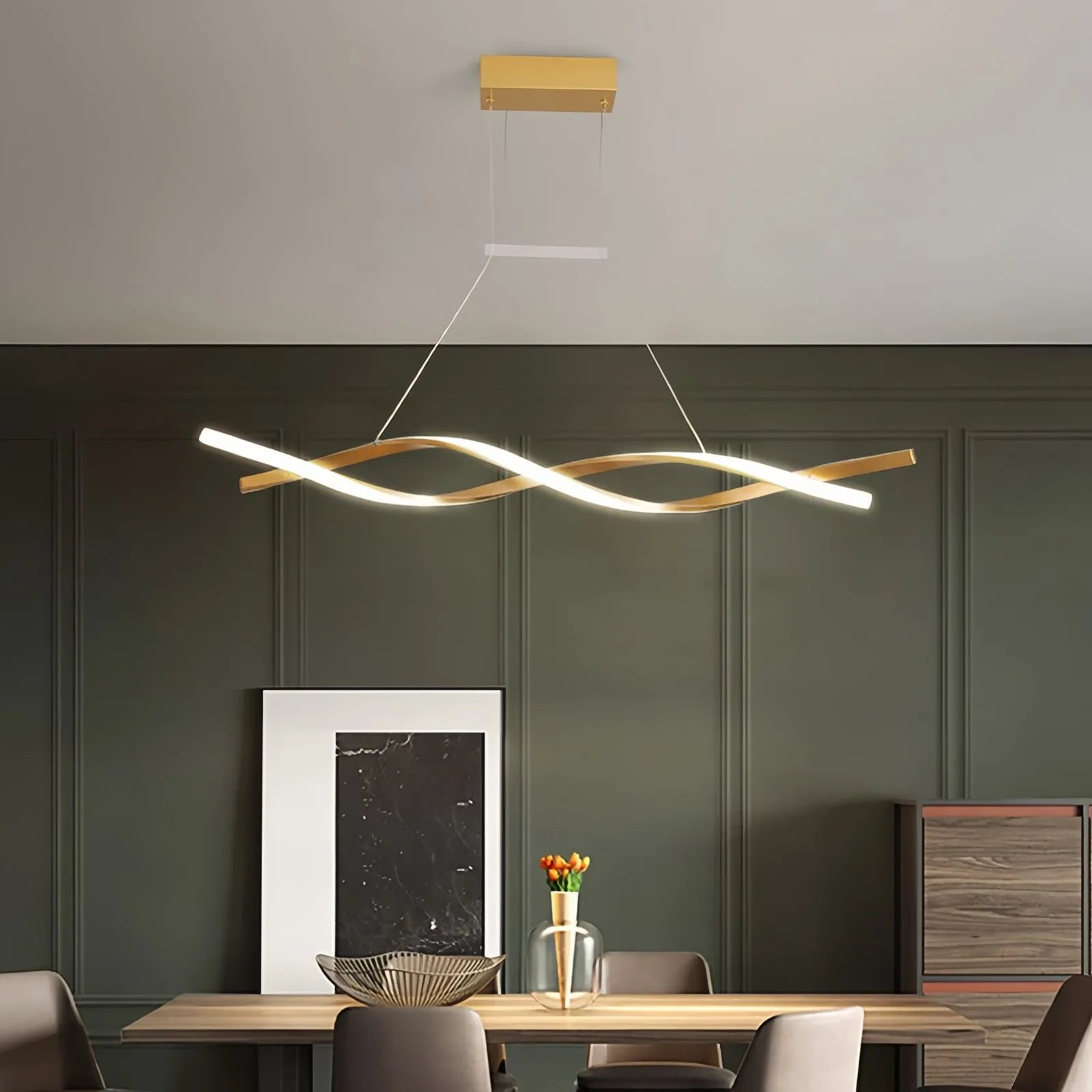 Feyran LED Linear Wave Chandelier for Dining Room