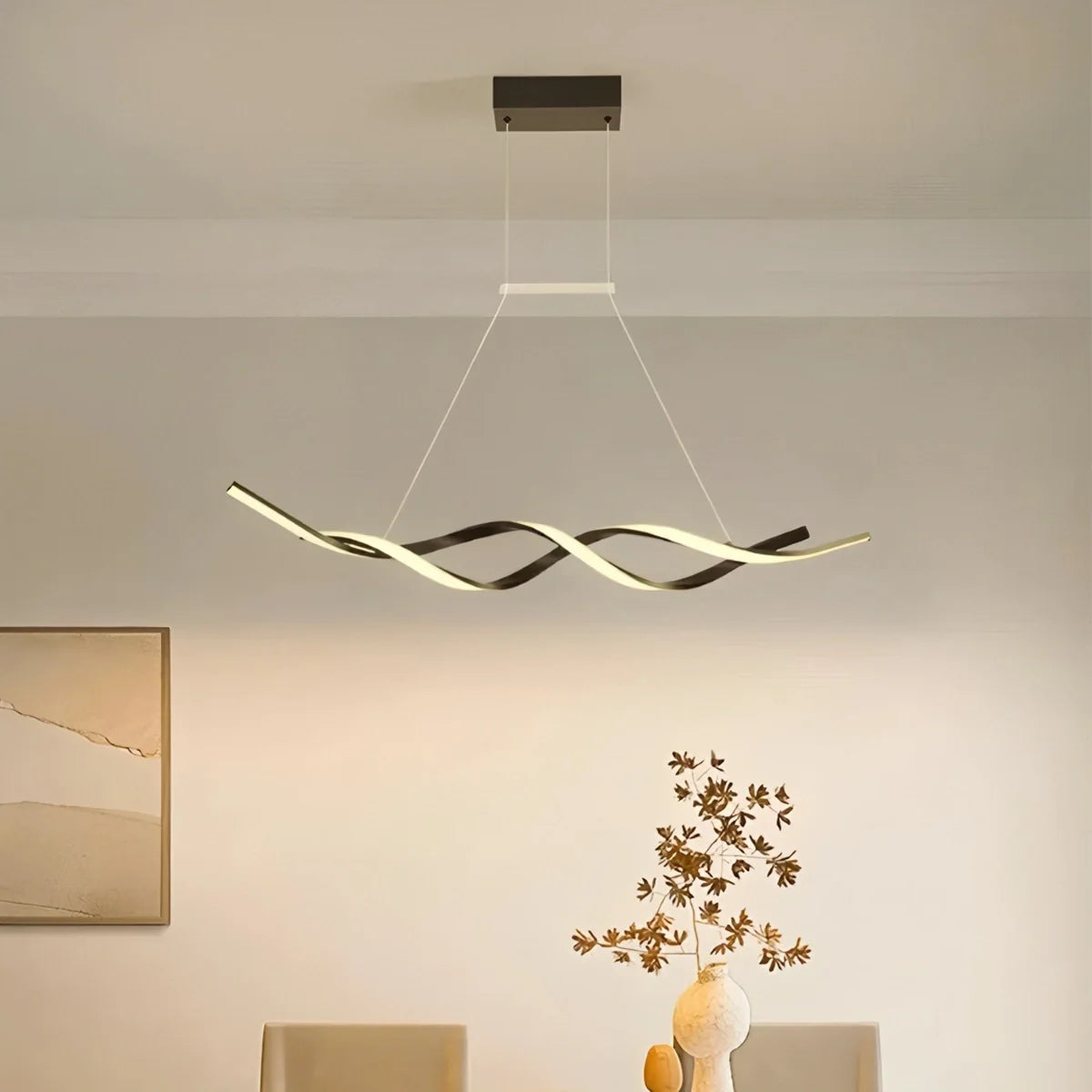 Feyran LED Linear Wave Chandelier for Dining Room