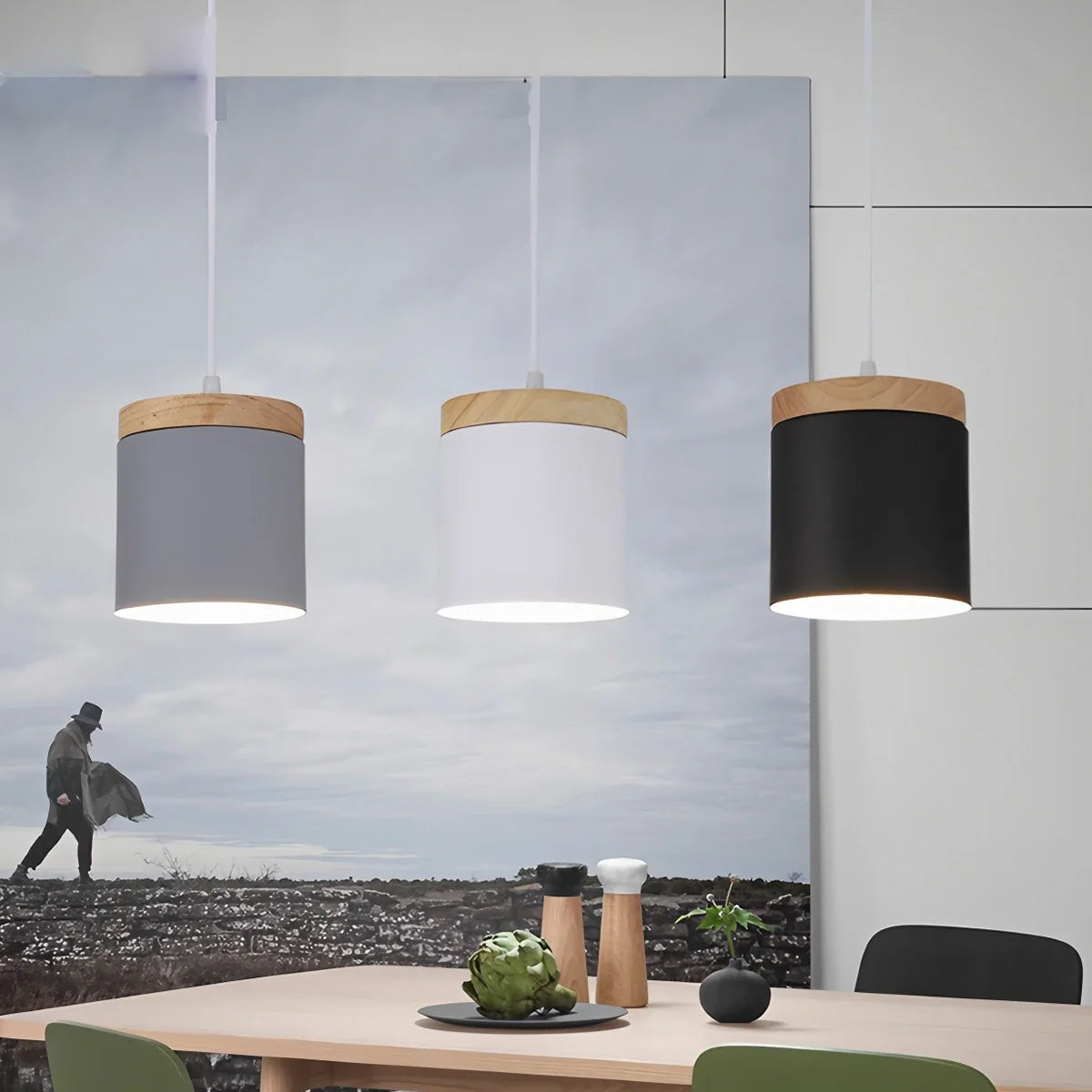 Feyran Laetus Modern Wood Accent Pendant Light