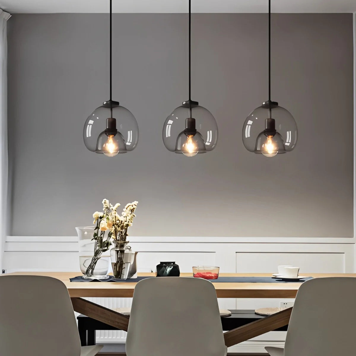 Feyran Smoky Grey Glass Pendant Light