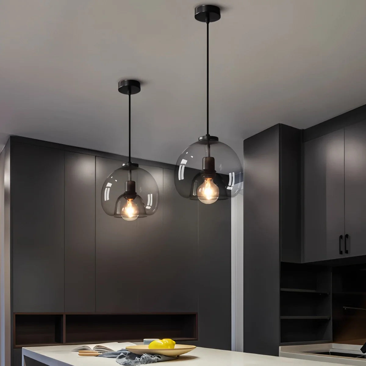 Feyran Smoky Grey Glass Pendant Light