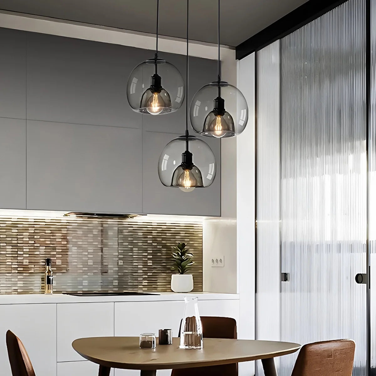 Feyran Smoky Grey Glass Pendant Light