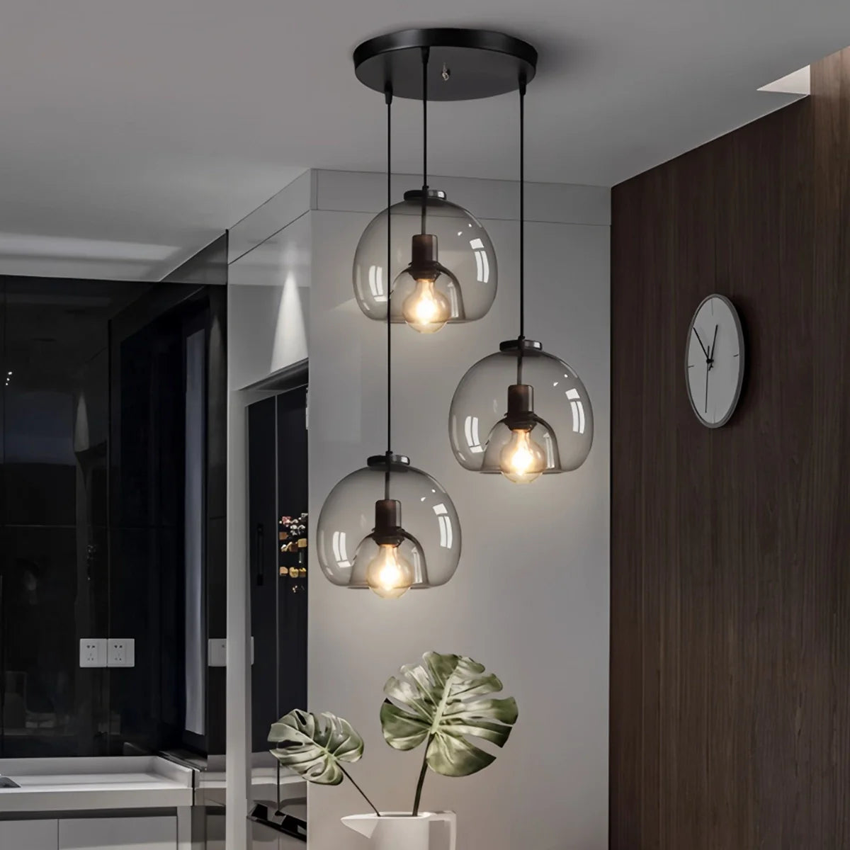 Feyran Smoky Grey Glass Pendant Light
