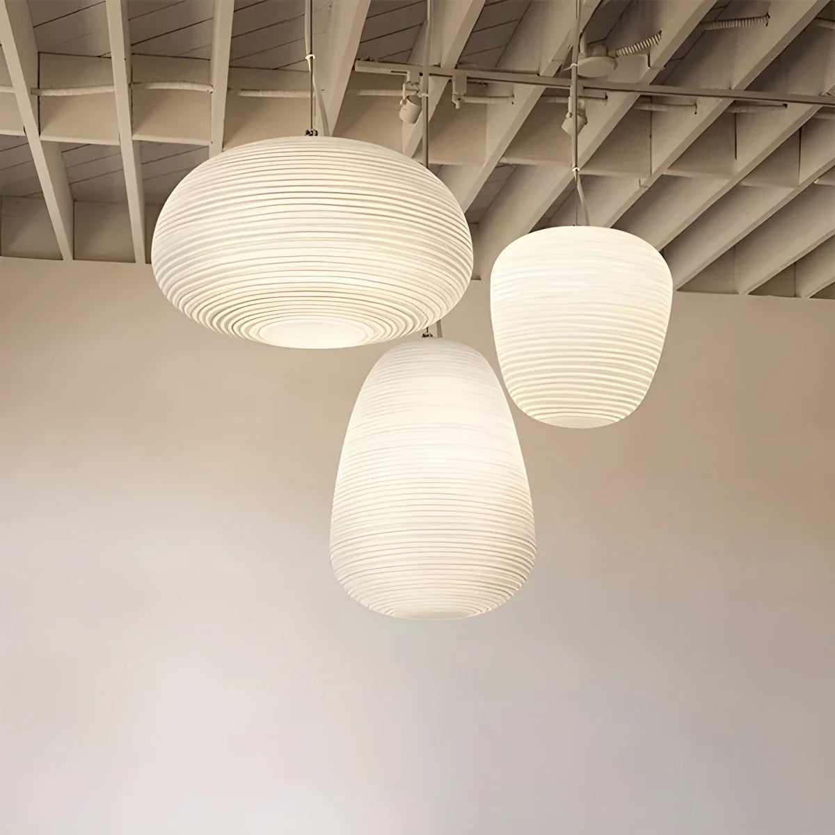 Feyran Lantern Blown Glass Pendant Light for Dining Room