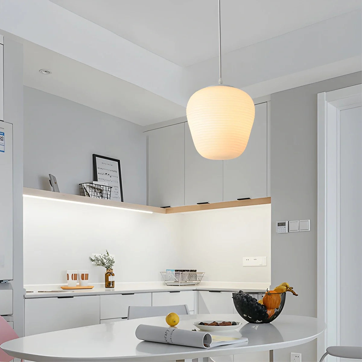 Feyran Lantern Blown Glass Pendant Light for Dining Room