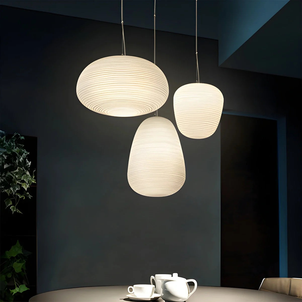 Feyran Lantern Blown Glass Pendant Light for Dining Room