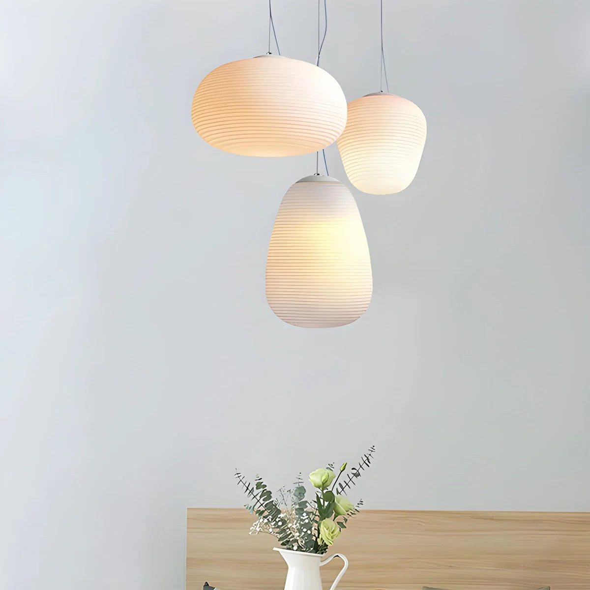 Feyran Lantern Blown Glass Pendant Light for Dining Room