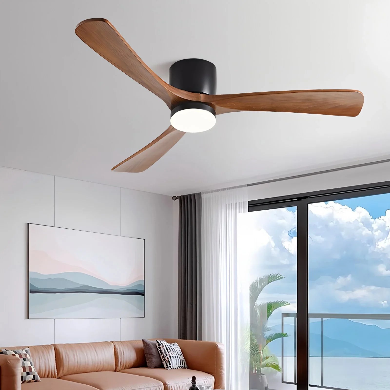 Feyran Large Low Profile Ceiling Fan with Light