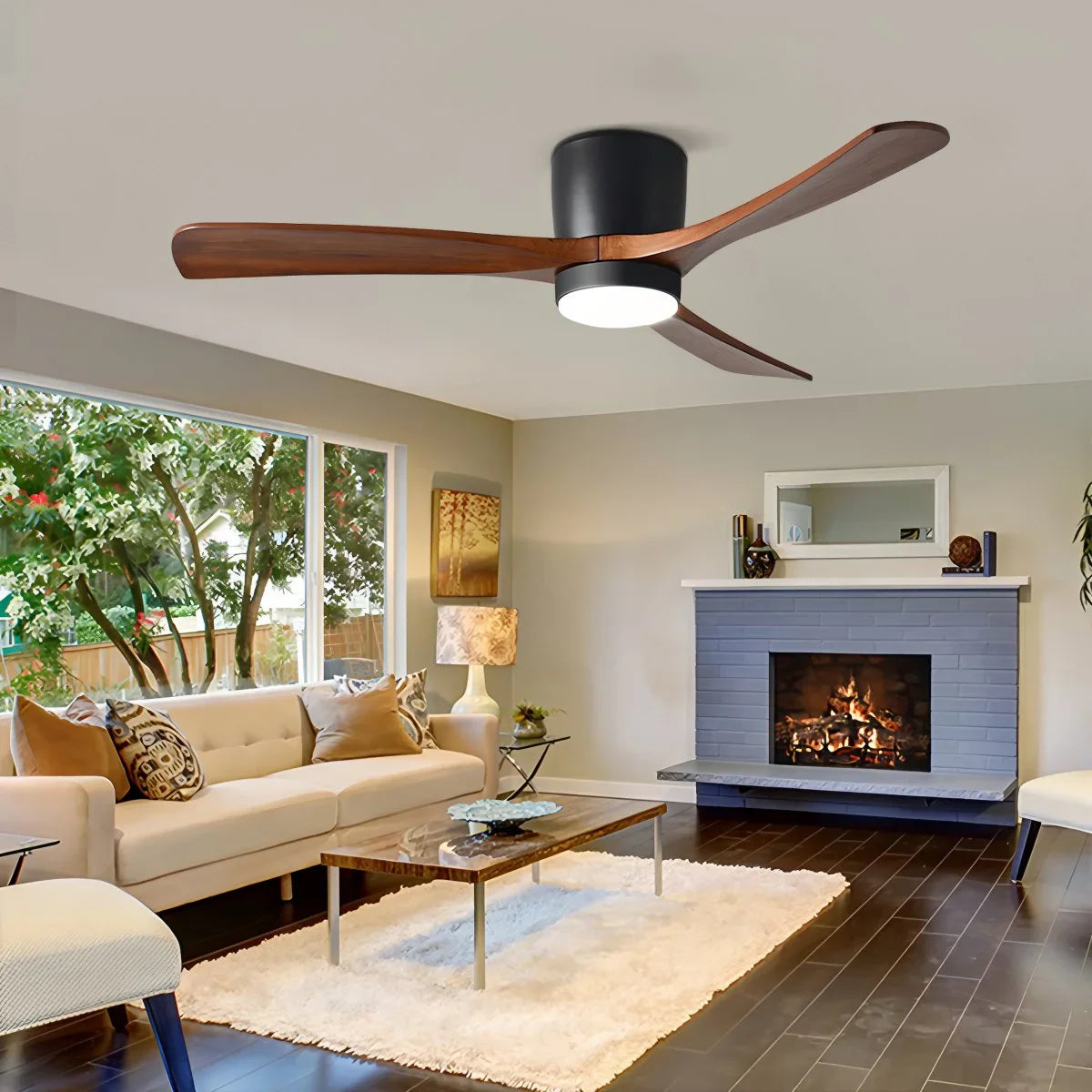 Feyran Large Low Profile Ceiling Fan with Light