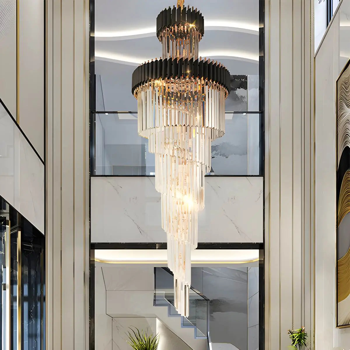 Feyran Large Luxury Crystal Long Chandelier