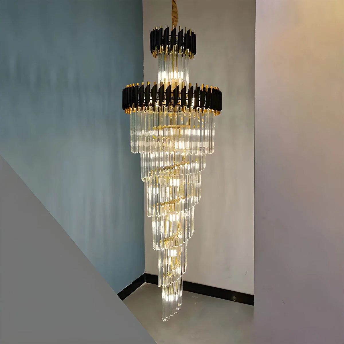 Feyran Large Luxury Crystal Long Chandelier