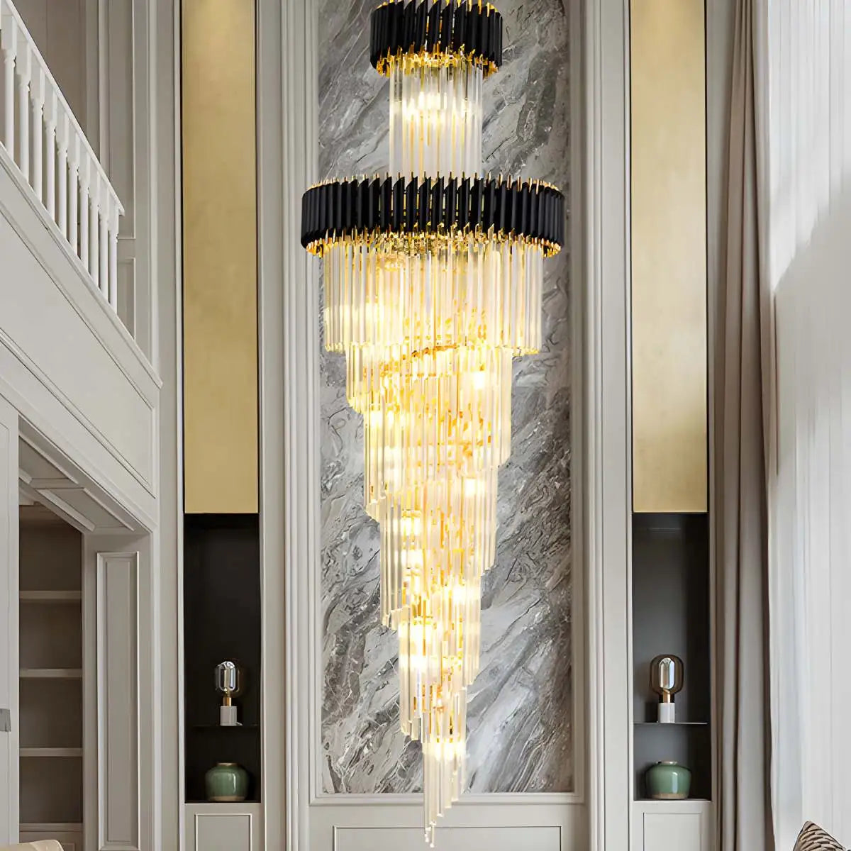 Feyran Large Luxury Crystal Long Chandelier