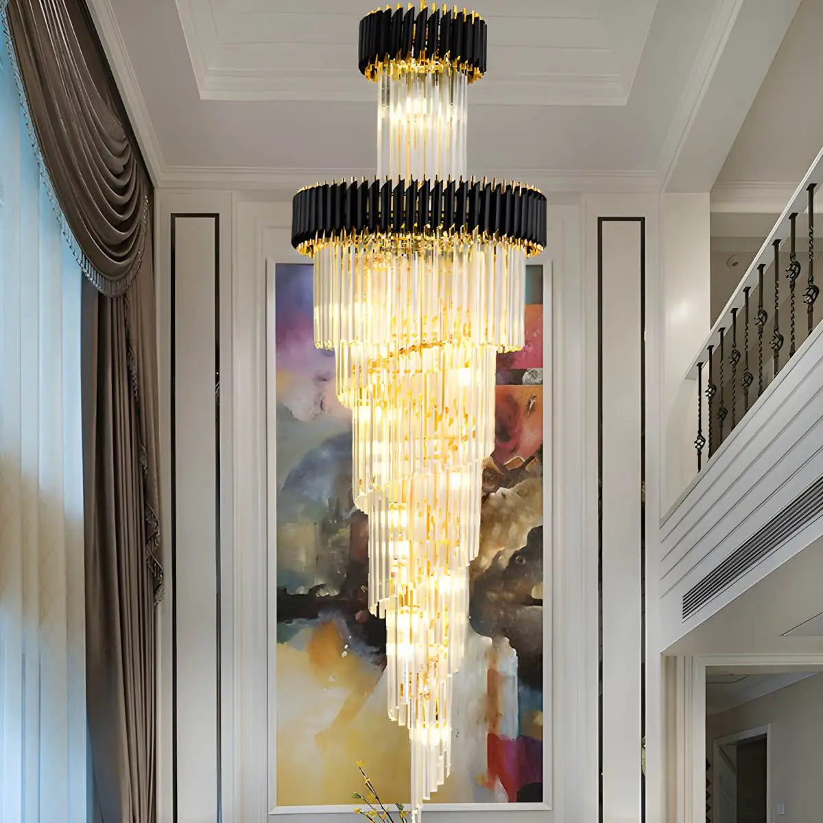 Feyran Large Luxury Crystal Long Chandelier