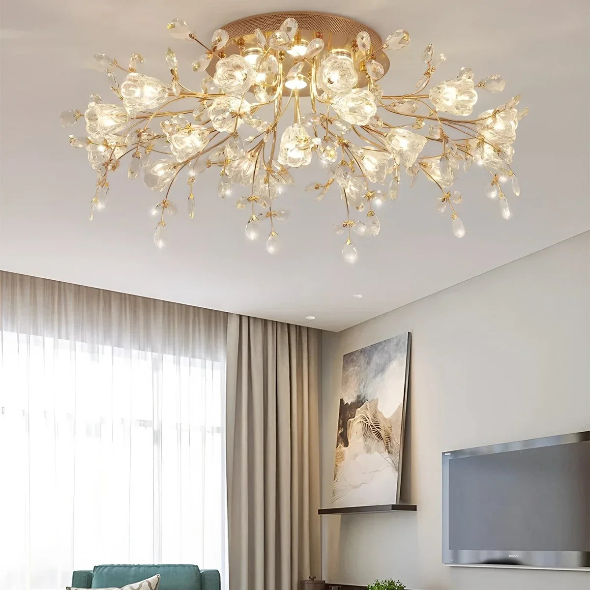 Feyran Lily Art Deco Flower Ceiling Light for Bedroom