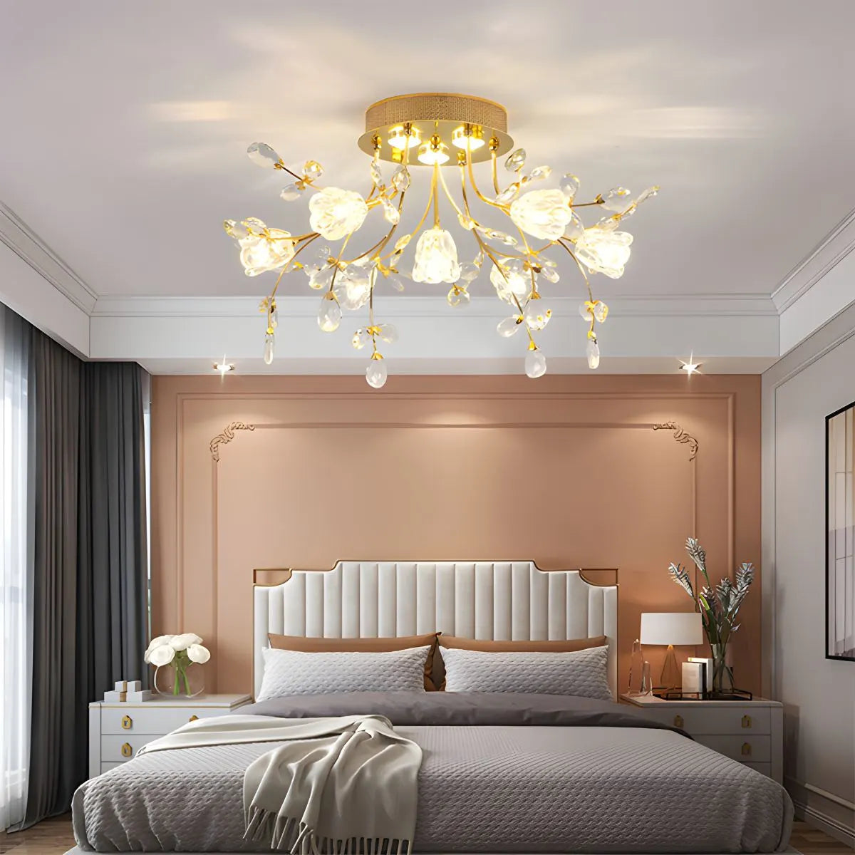 Feyran Lily Art Deco Flower Ceiling Light for Bedroom