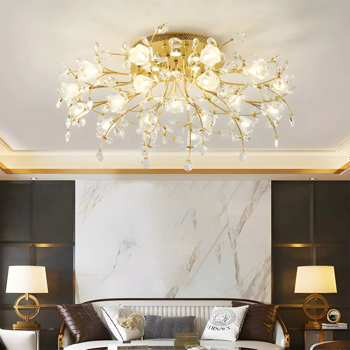 Feyran Lily Art Deco Flower Ceiling Light for Bedroom