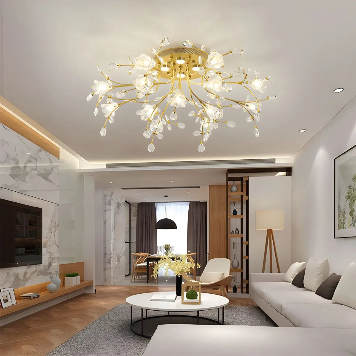 Feyran Lily Art Deco Flower Ceiling Light for Bedroom