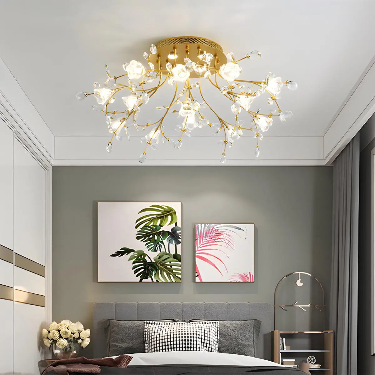 Feyran Lily Art Deco Flower Ceiling Light for Bedroom