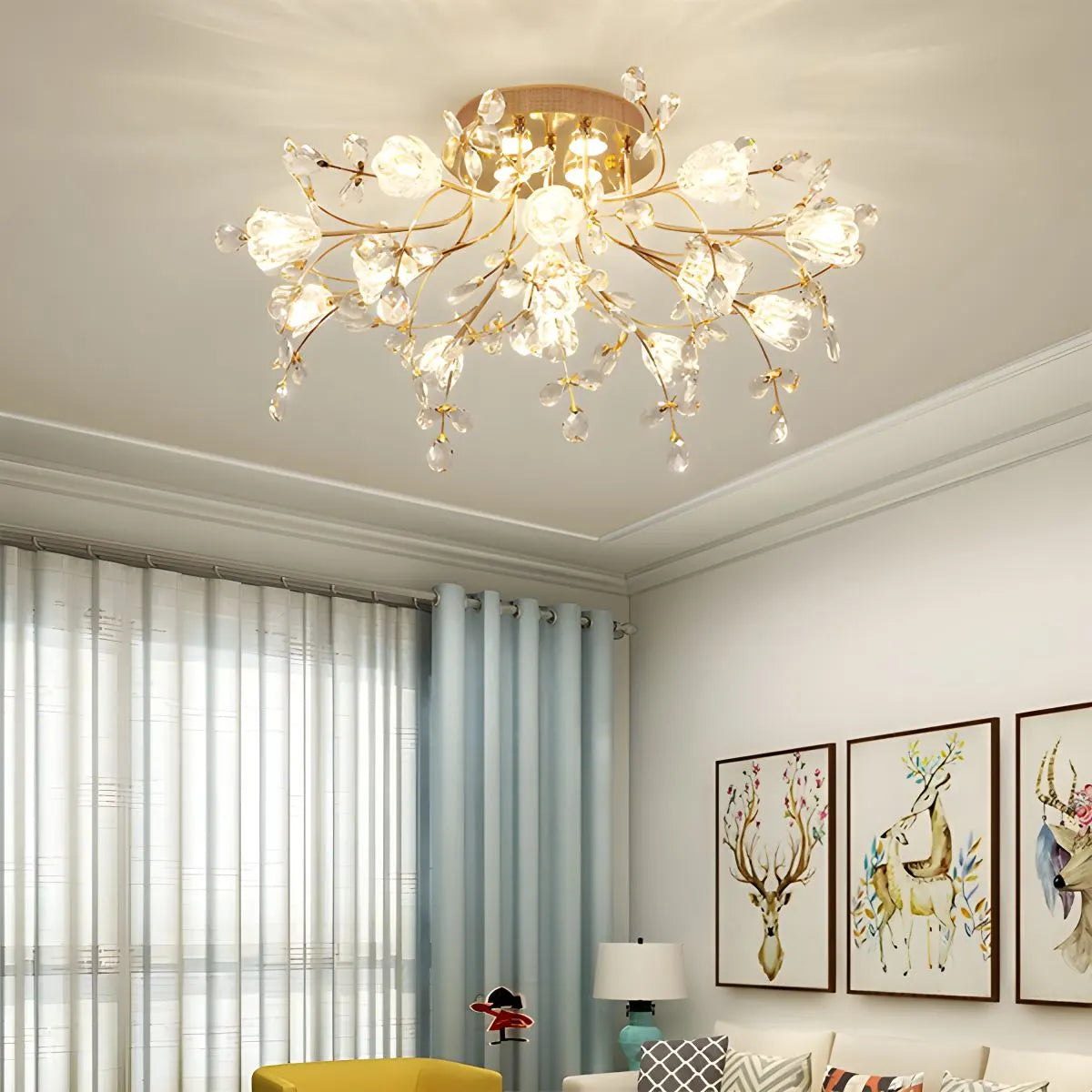Feyran Lily Art Deco Flower Ceiling Light for Bedroom