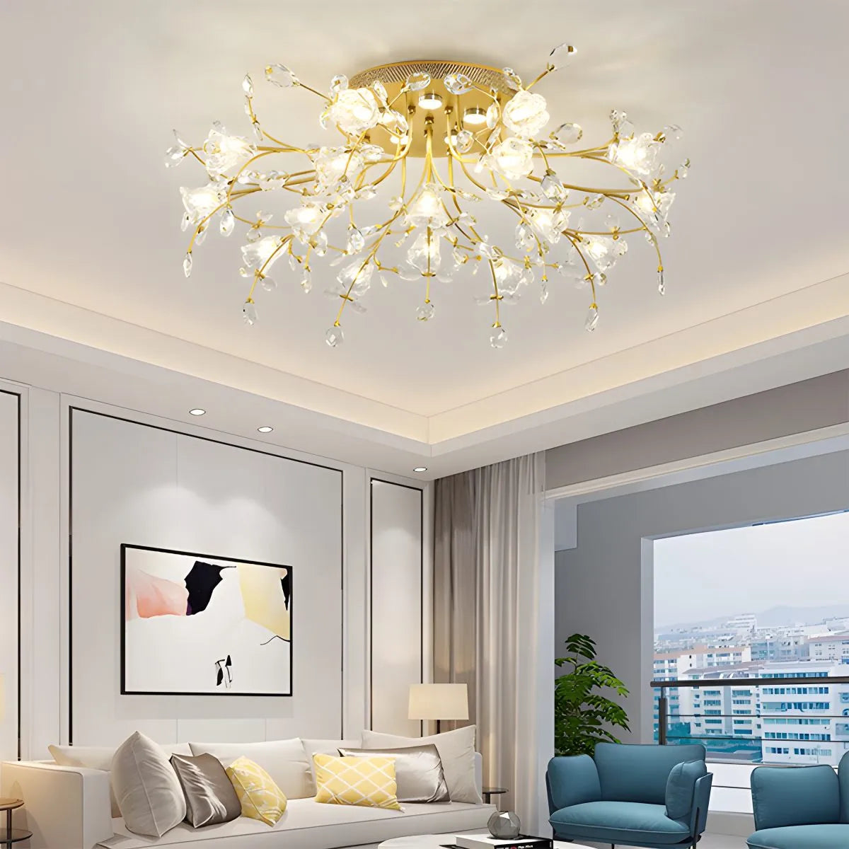 Feyran Lily Art Deco Flower Ceiling Light for Bedroom