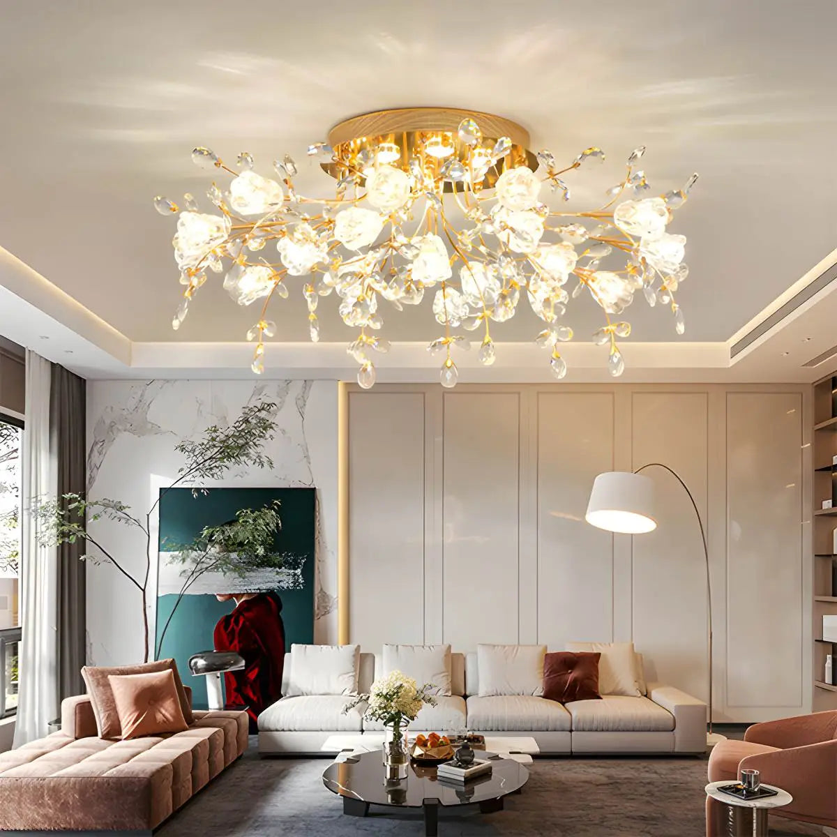 Feyran Lily Art Deco Flower Ceiling Light for Bedroom