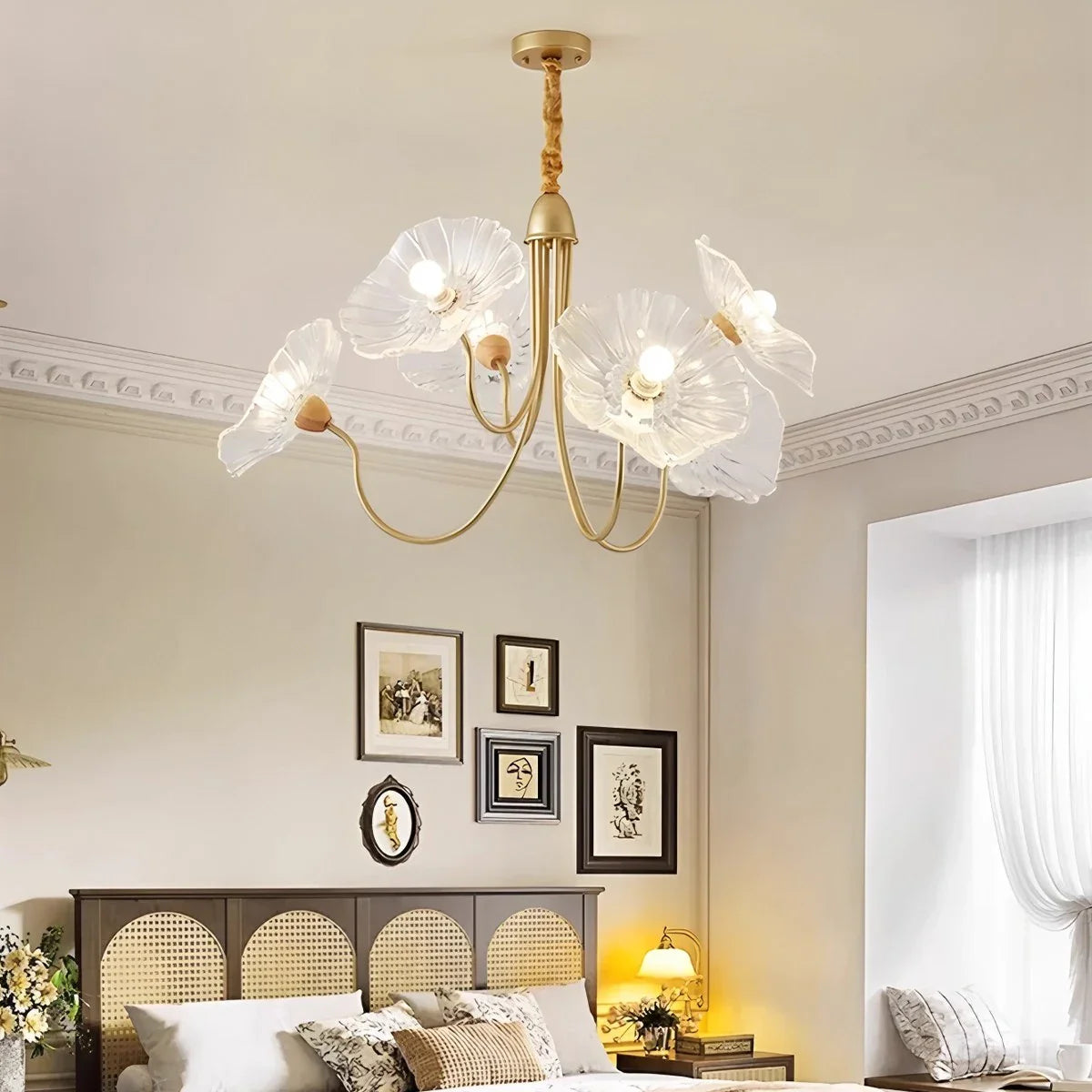 Feyran Lotus Leaf Glass Chandelier for Living Room