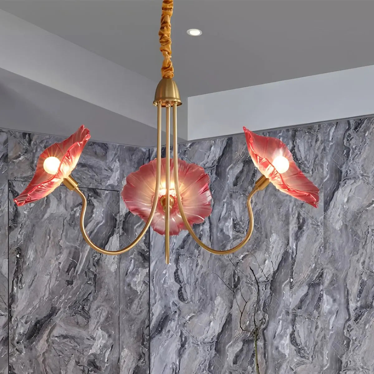 Feyran Lotus Leaf Glass Chandelier for Living Room