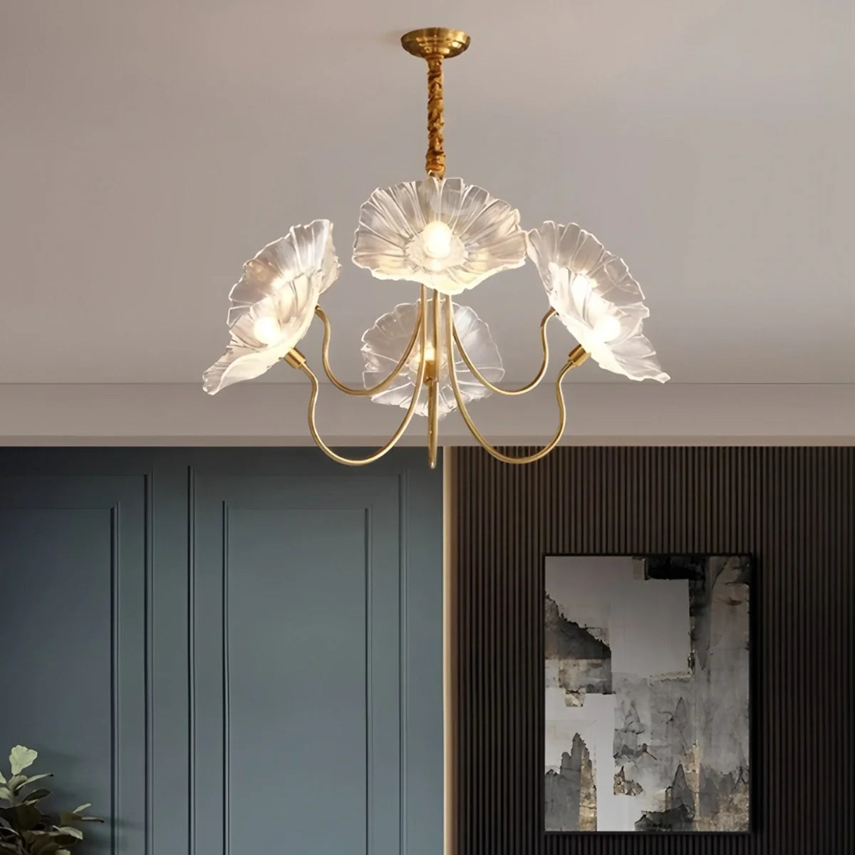 Feyran Lotus Leaf Glass Chandelier for Living Room