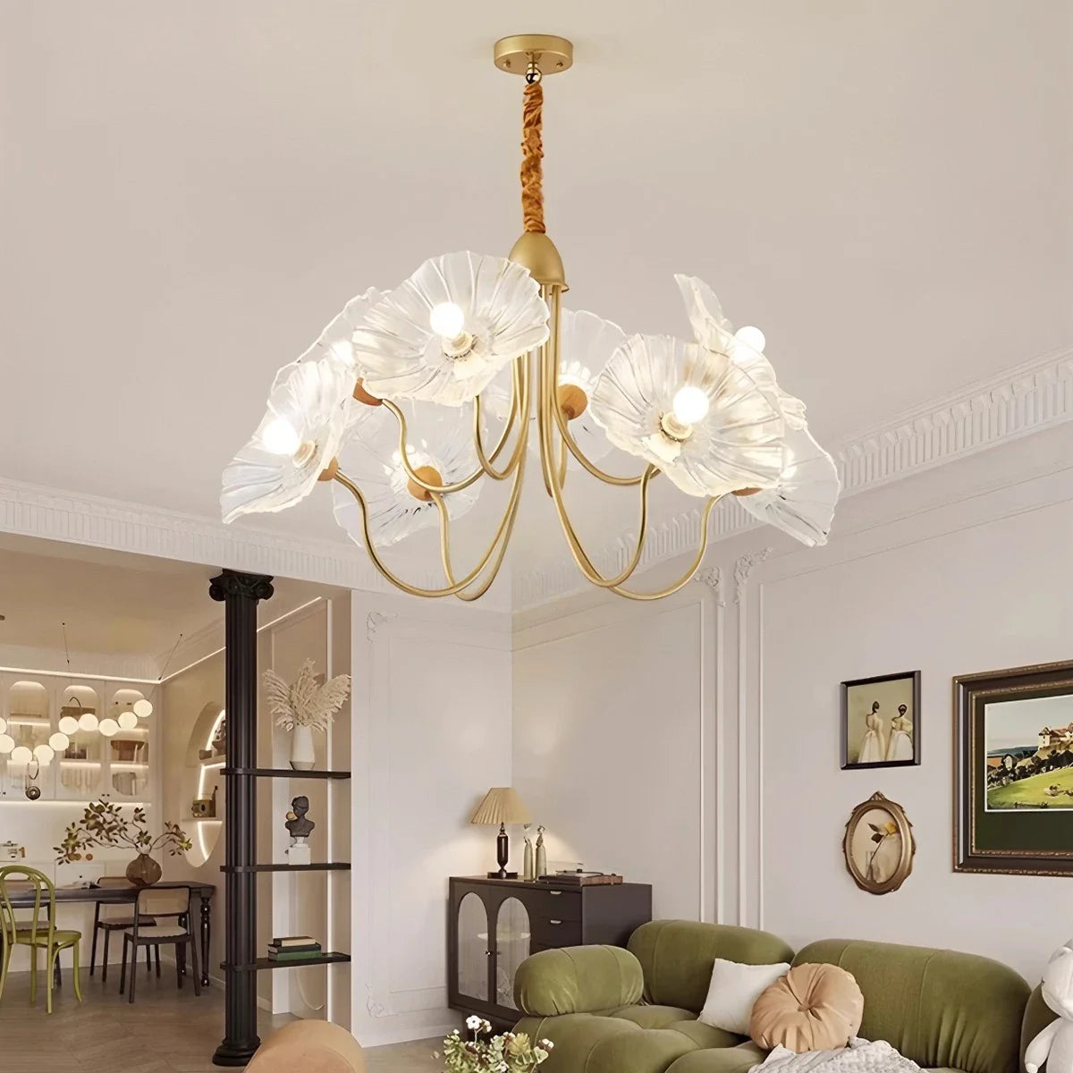 Feyran Lotus Leaf Glass Chandelier for Living Room