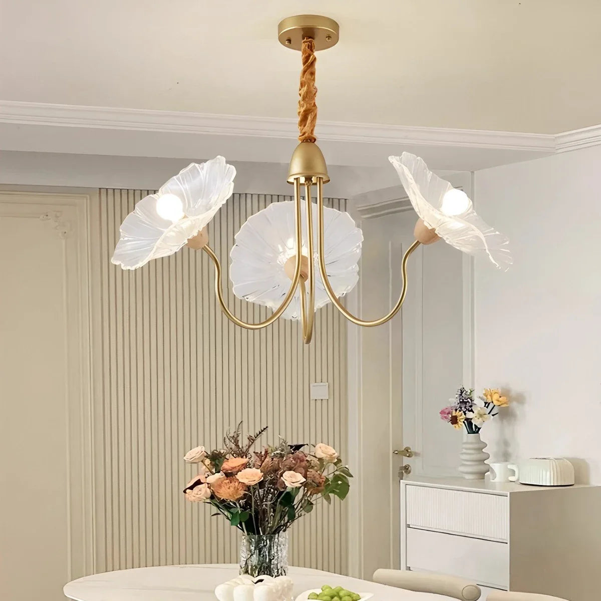 Feyran Lotus Leaf Glass Chandelier for Living Room
