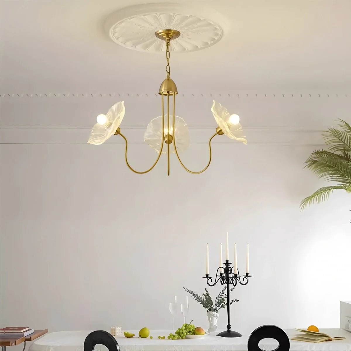 Feyran Lotus Leaf Glass Chandelier for Living Room