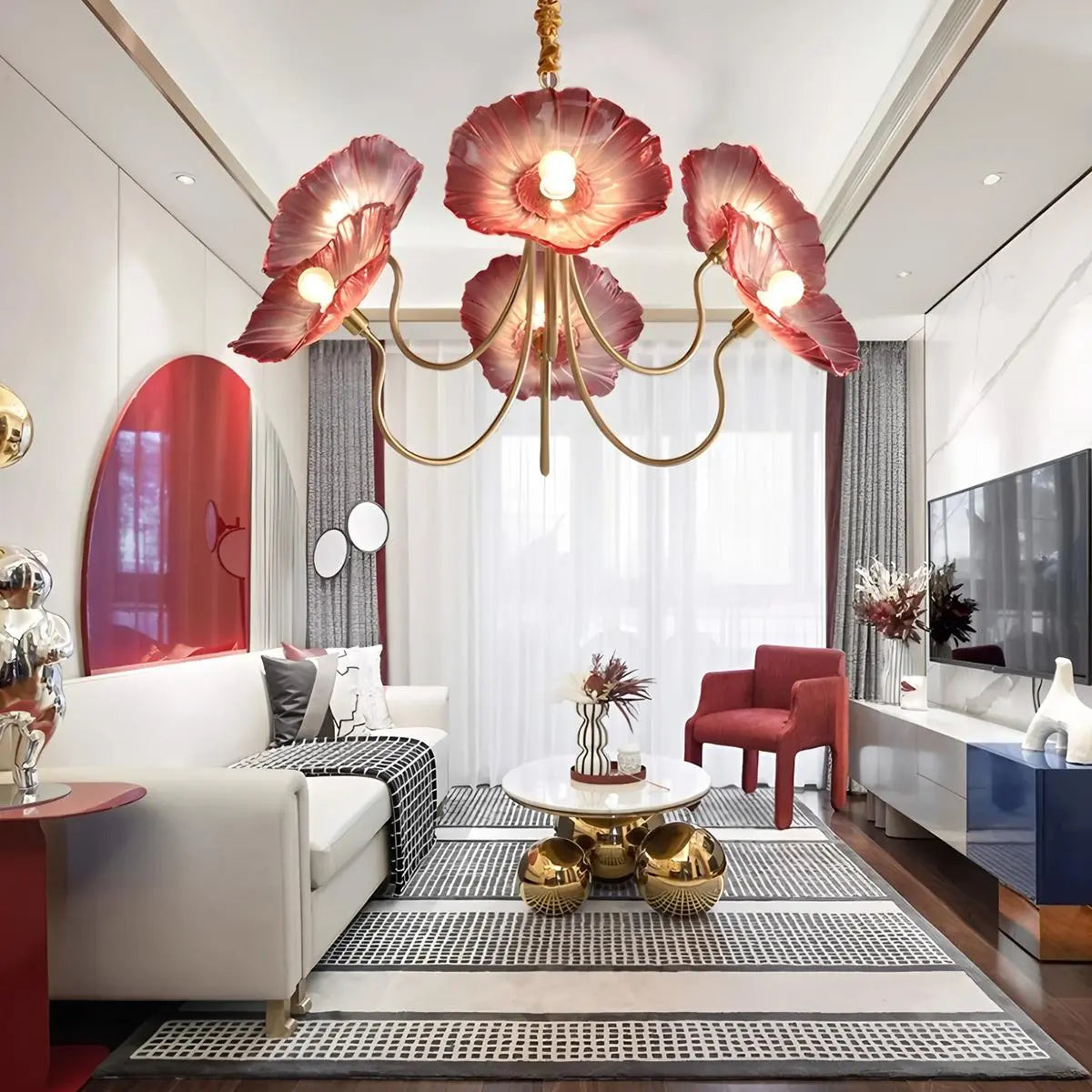 Feyran Lotus Leaf Glass Chandelier for Living Room
