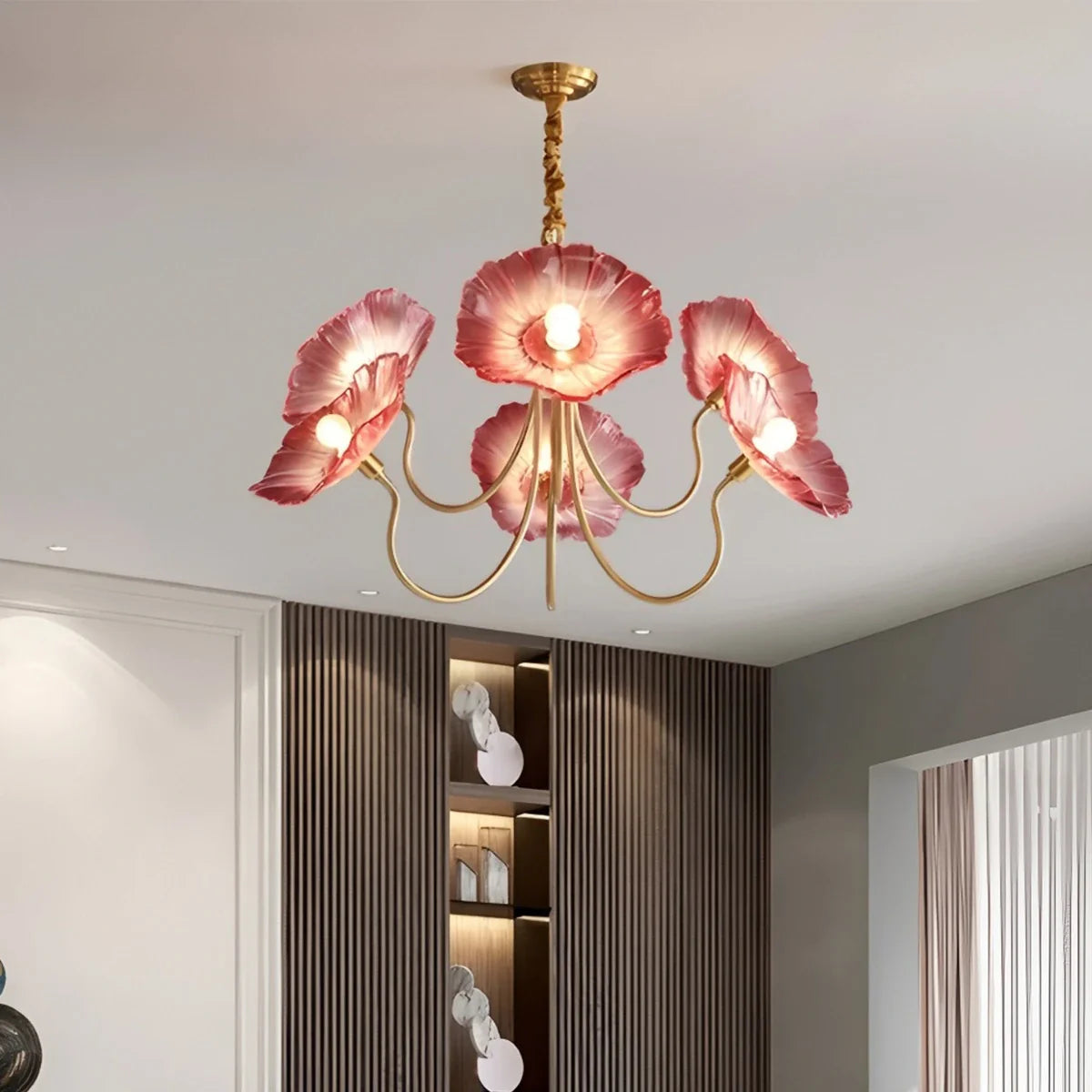 Feyran Lotus Leaf Glass Chandelier for Living Room