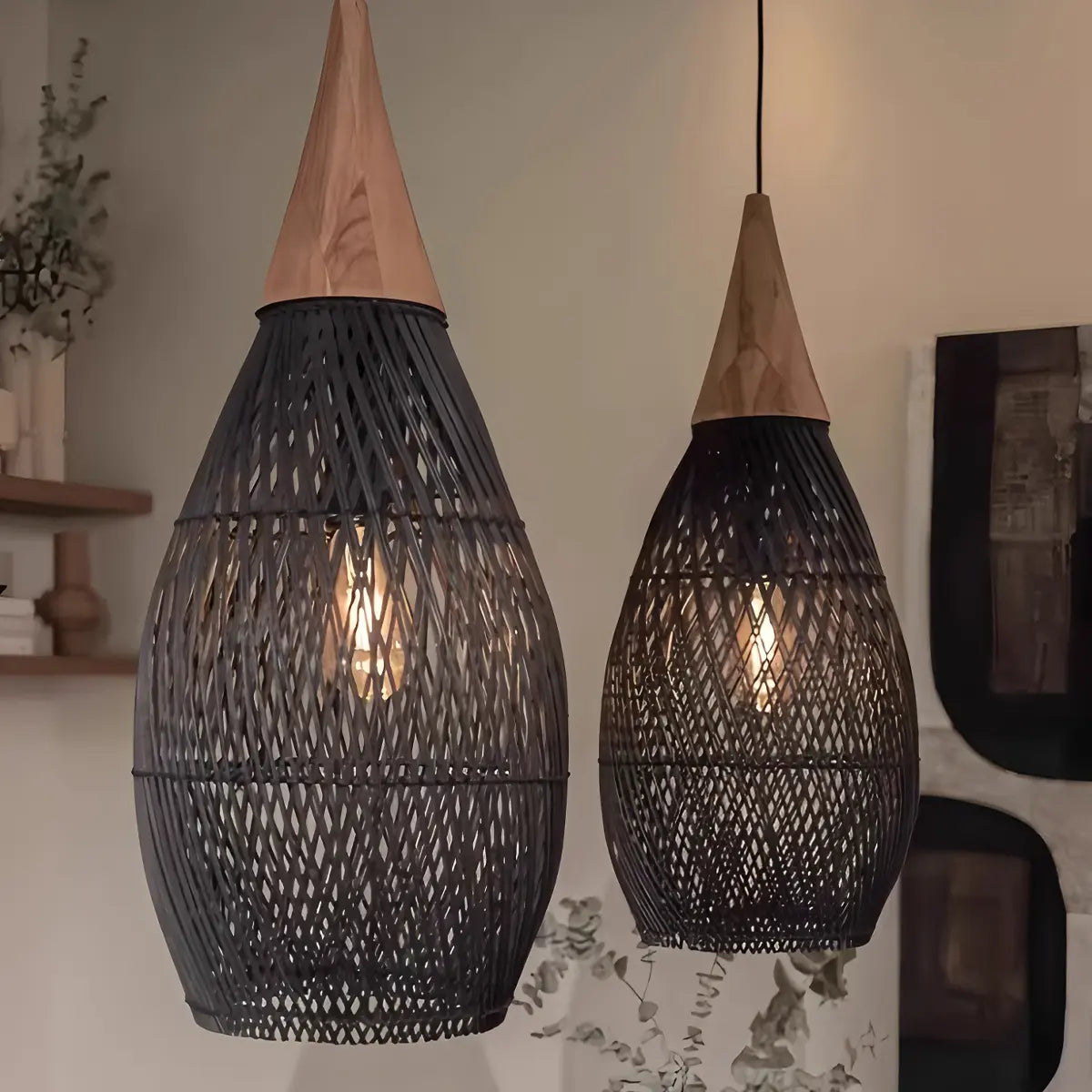Feyran Rattan Lantern Pendant Light for Dining Room