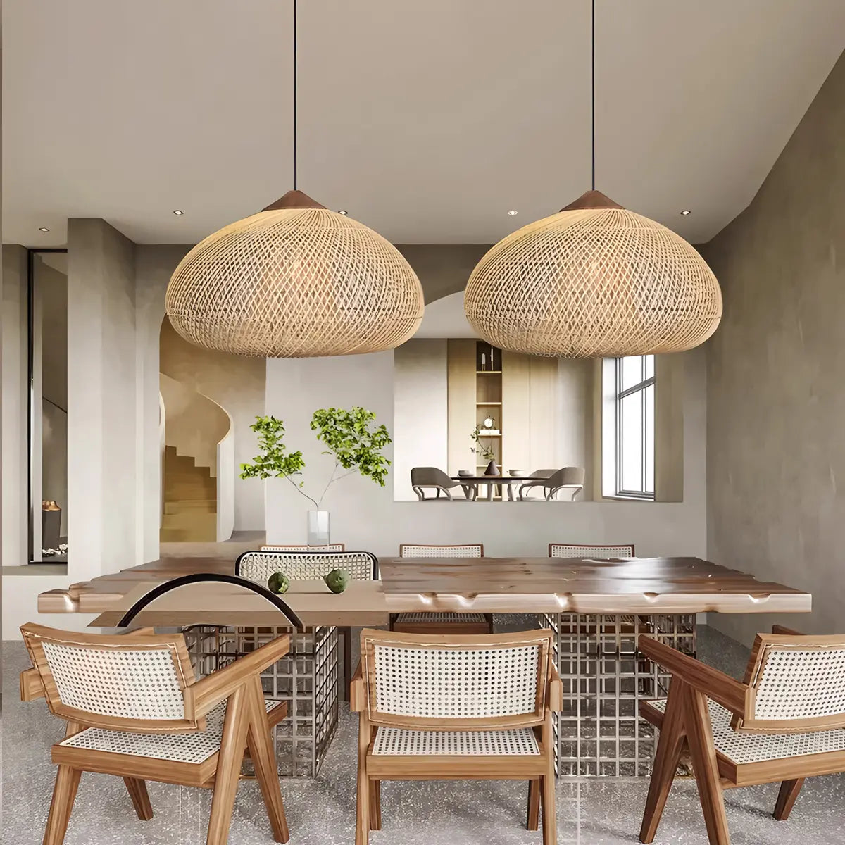 Feyran Rattan Lantern Pendant Light for Dining Room