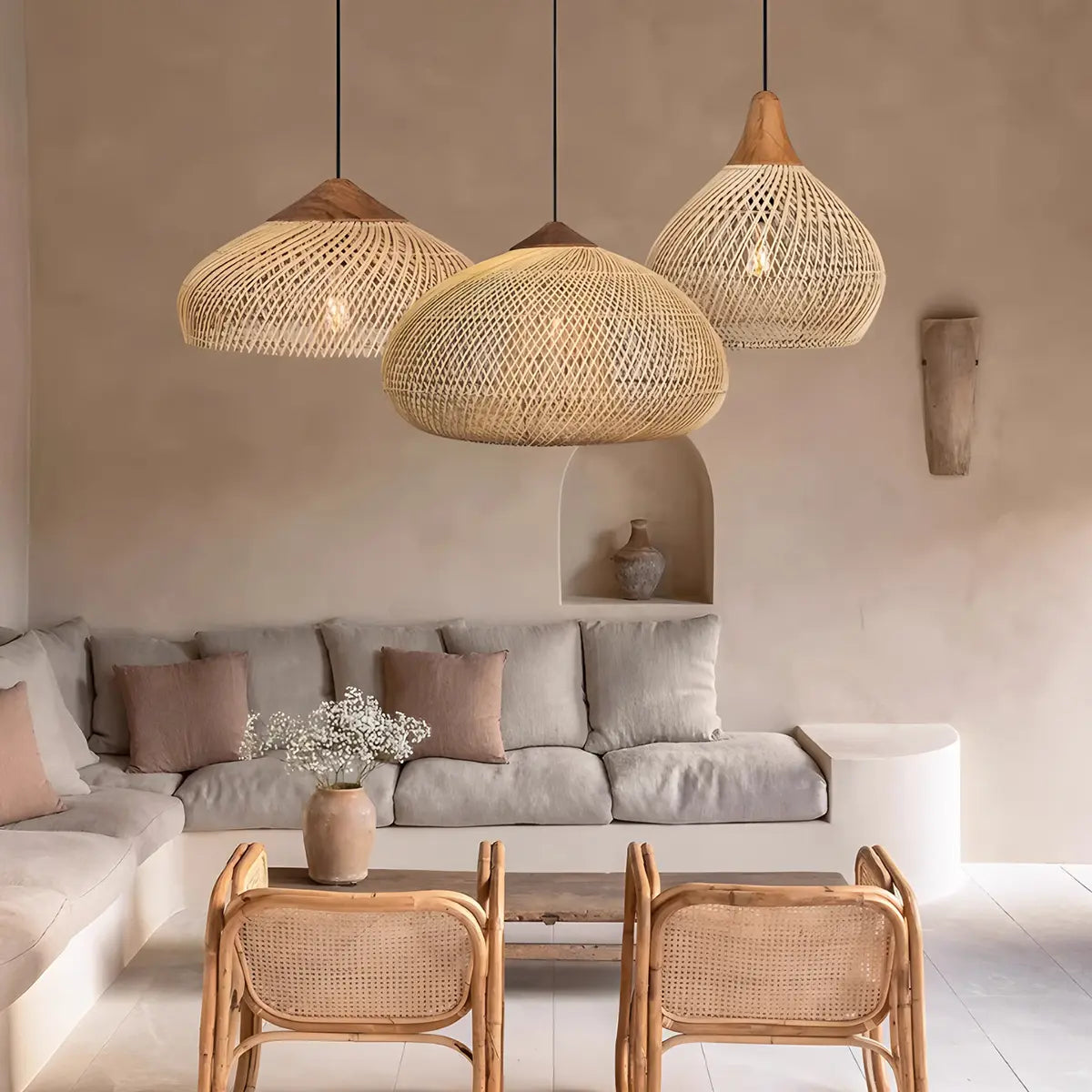 Feyran Rattan Lantern Pendant Light for Dining Room