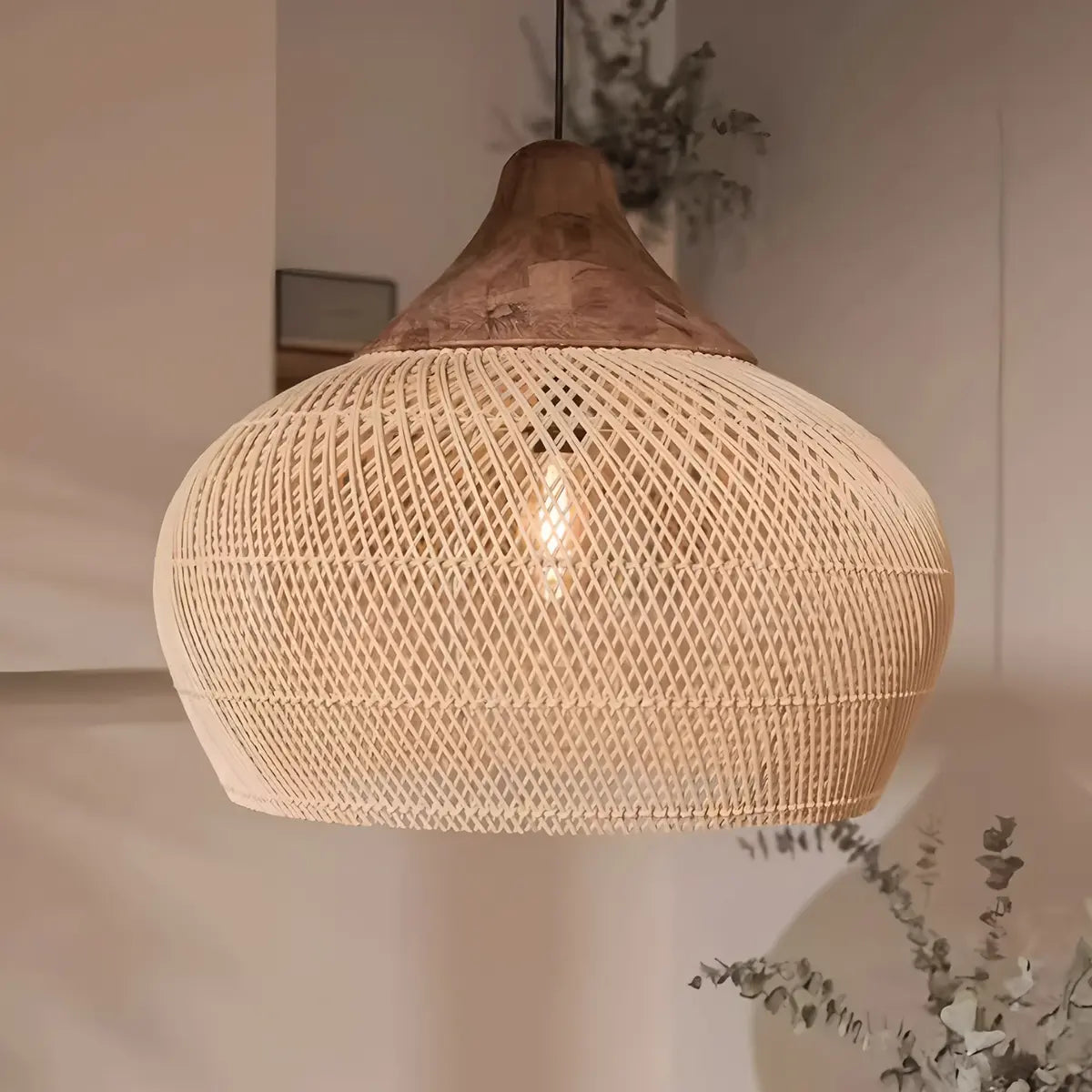 Feyran Rattan Lantern Pendant Light for Dining Room