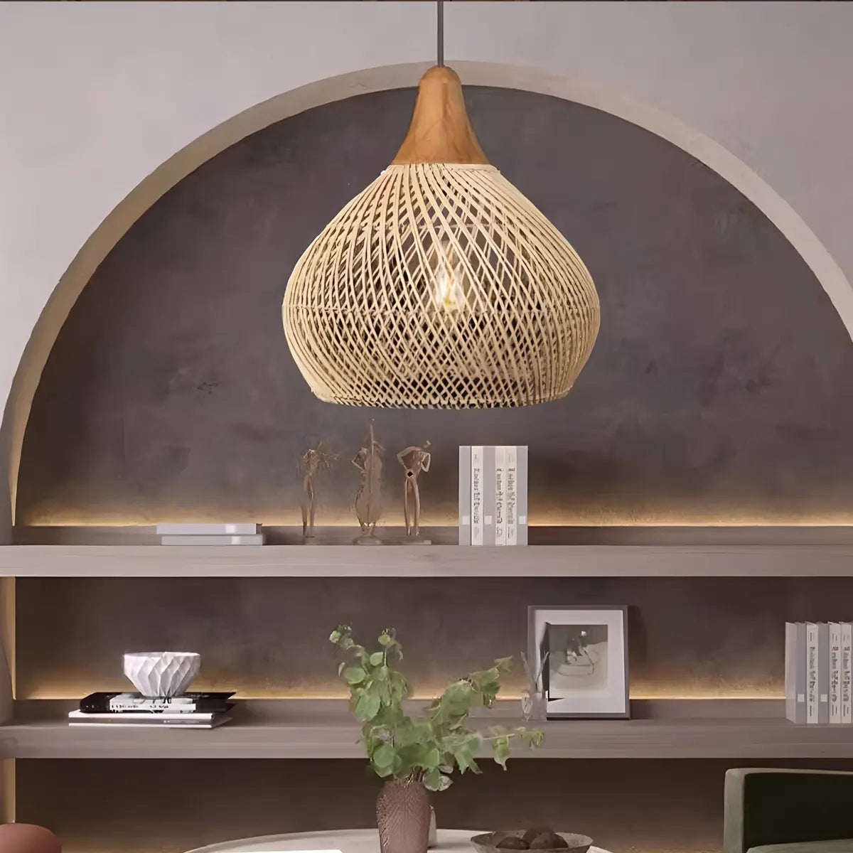 Feyran Rattan Lantern Pendant Light for Dining Room