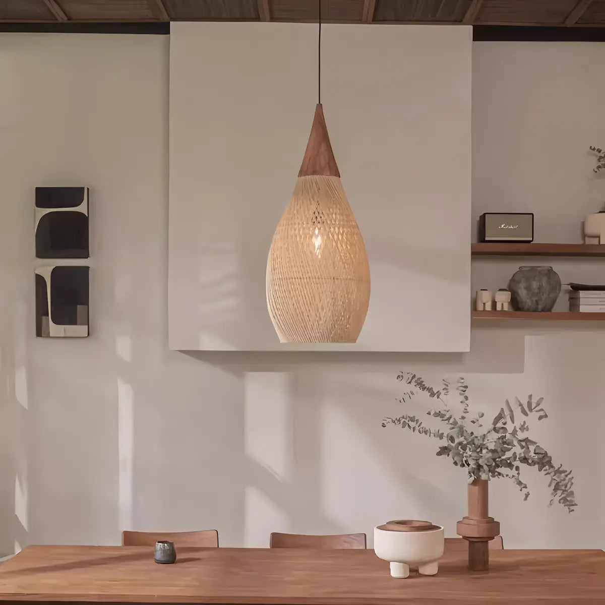 Feyran Rattan Lantern Pendant Light for Dining Room