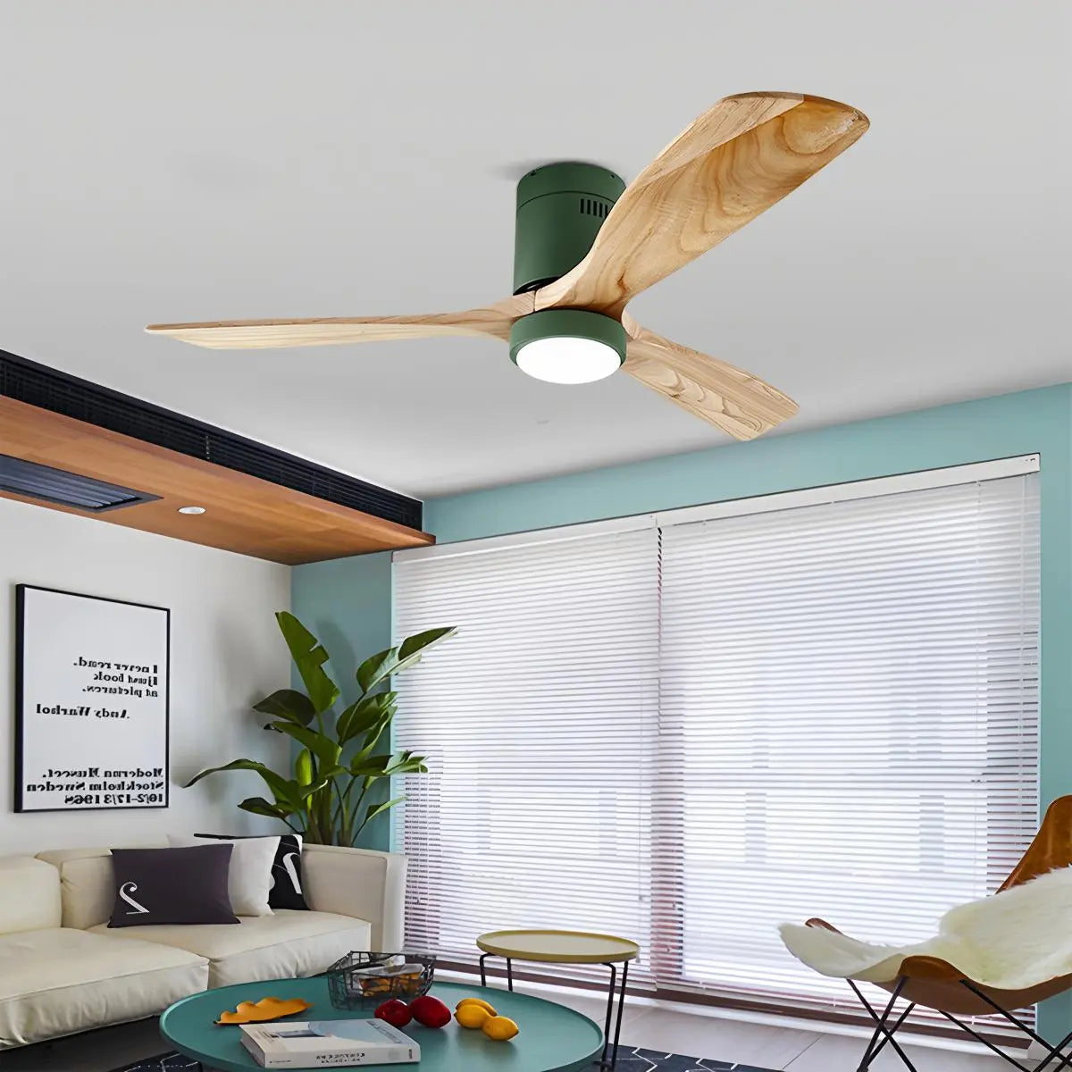 Feyran Mid-century Modern Hugger Ceiling Fan Lamp