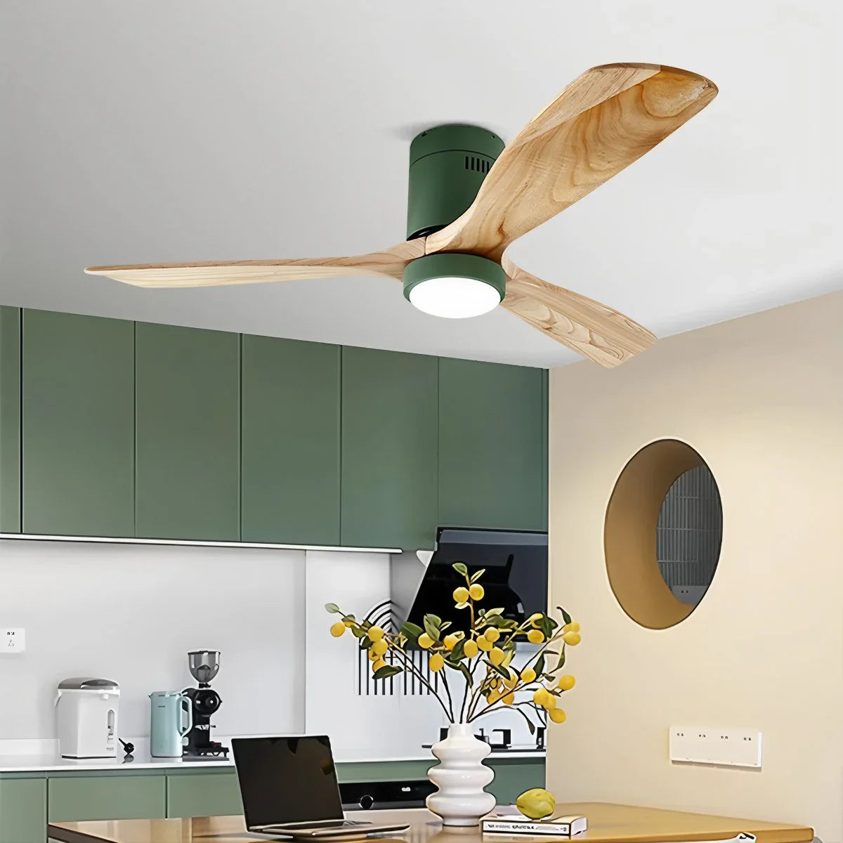 Feyran Mid-century Modern Hugger Ceiling Fan Lamp