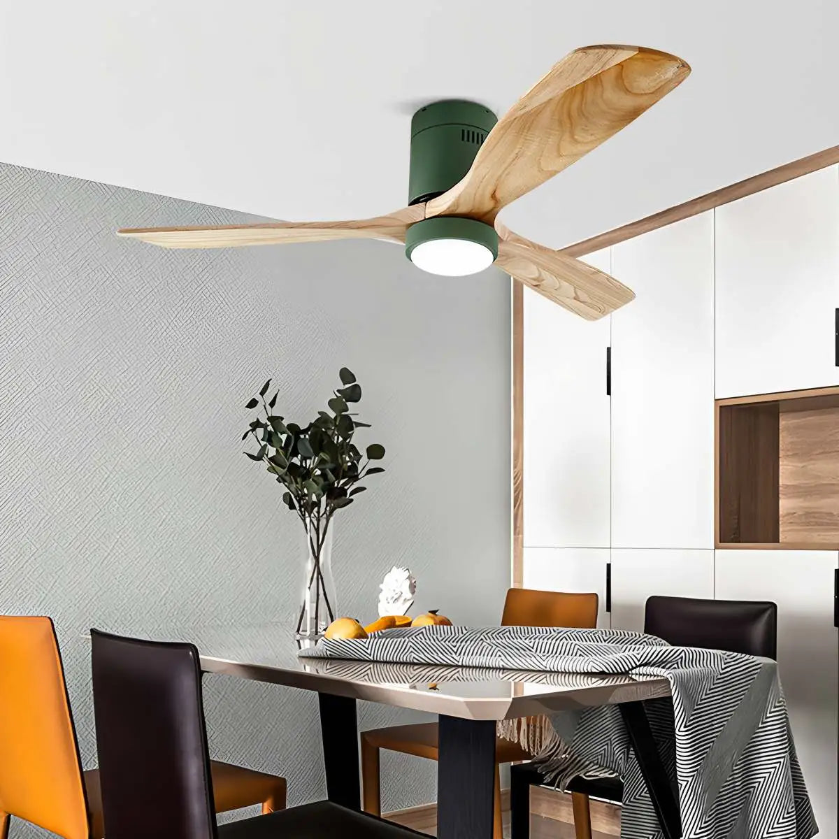 Feyran Mid-century Modern Hugger Ceiling Fan Lamp