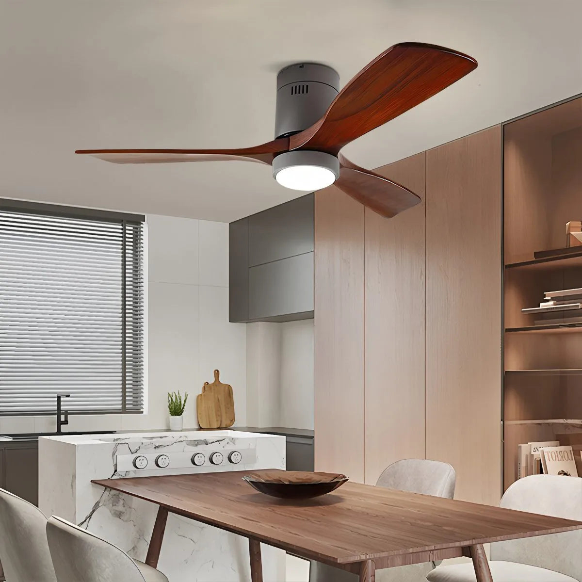 Feyran Mid-century Modern Hugger Ceiling Fan Lamp
