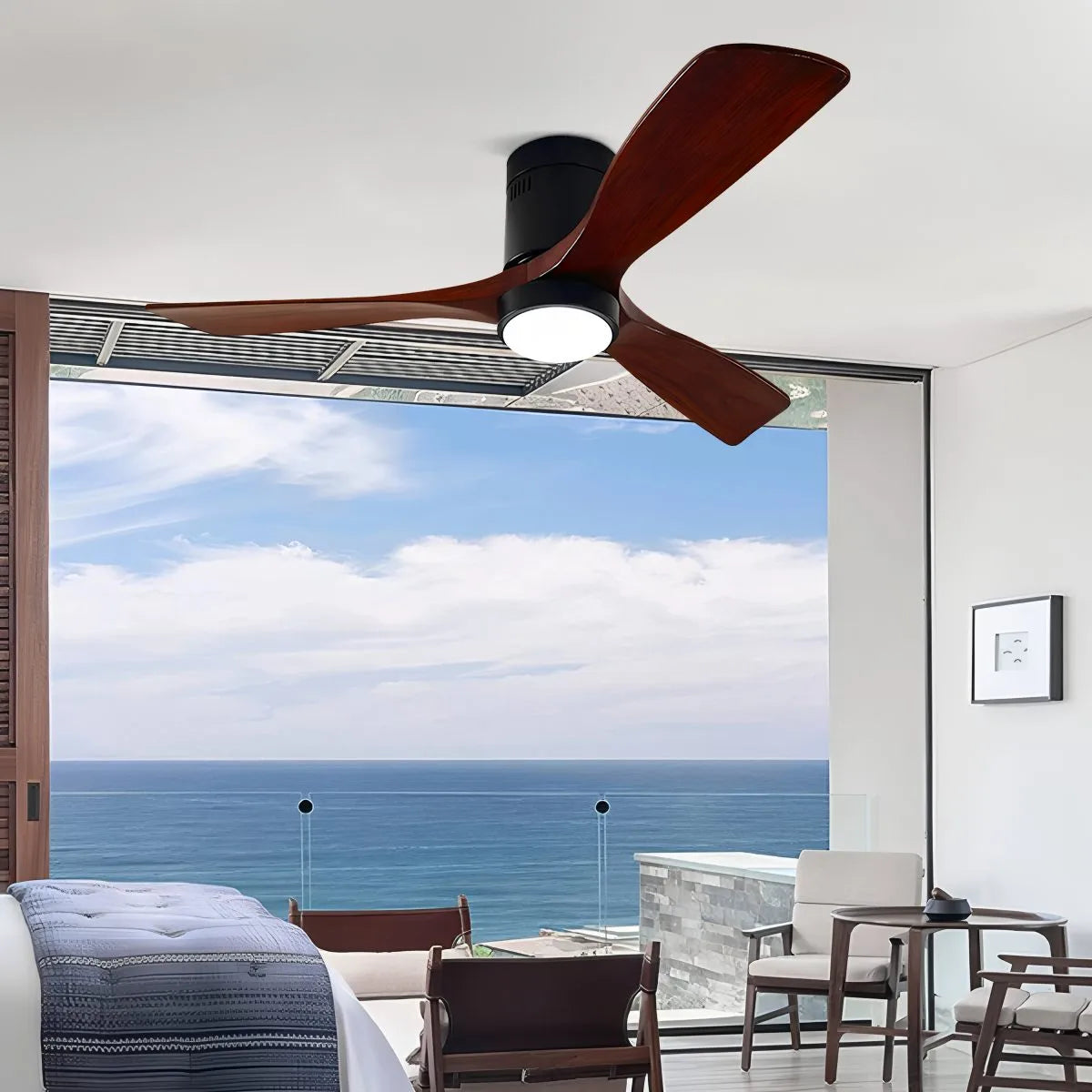 Feyran Mid-century Modern Hugger Ceiling Fan Lamp