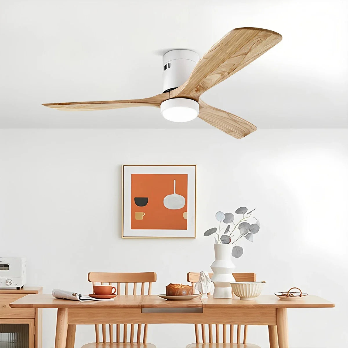 Feyran Mid-century Modern Hugger Ceiling Fan Lamp