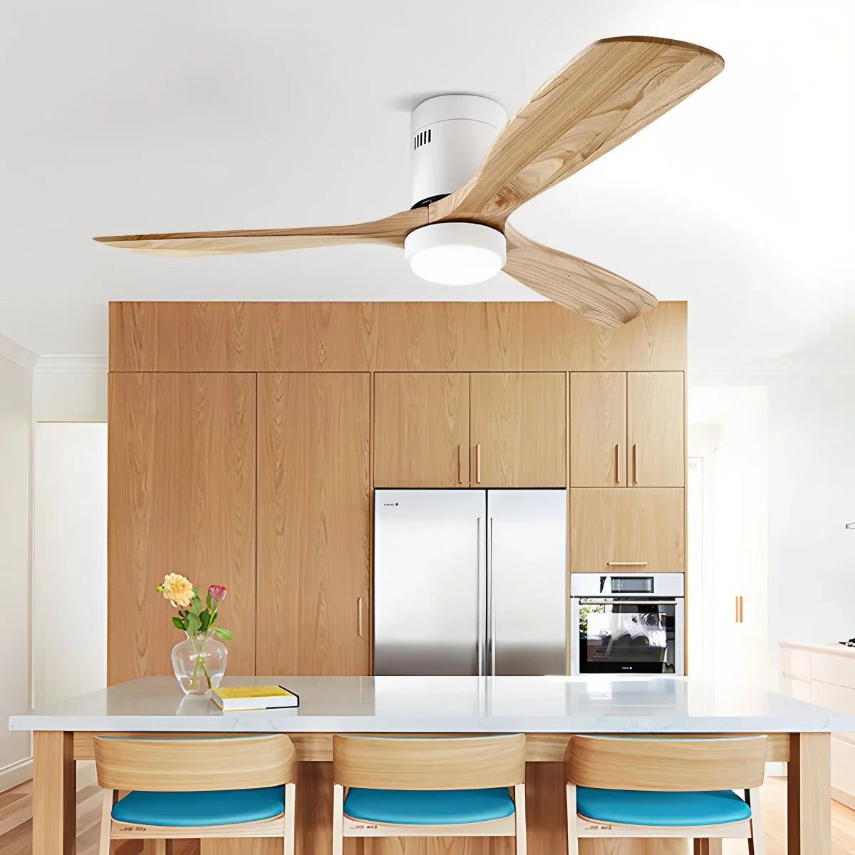 Feyran Mid-century Modern Hugger Ceiling Fan Lamp